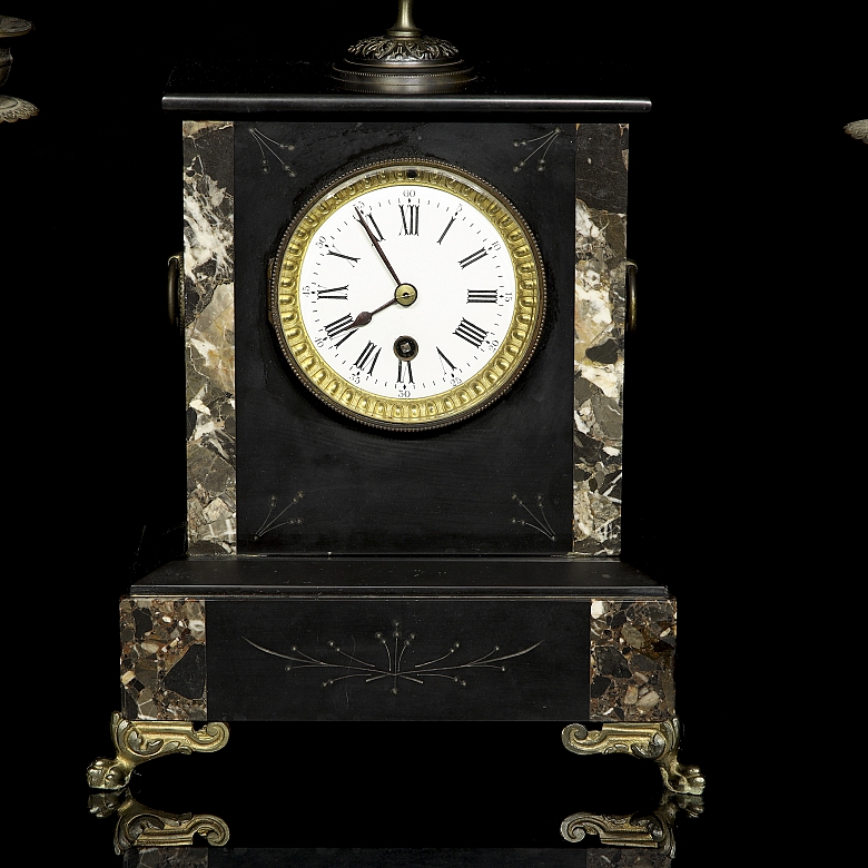 Mantle clock with trim, Napoleon III style, late 19th century - 2