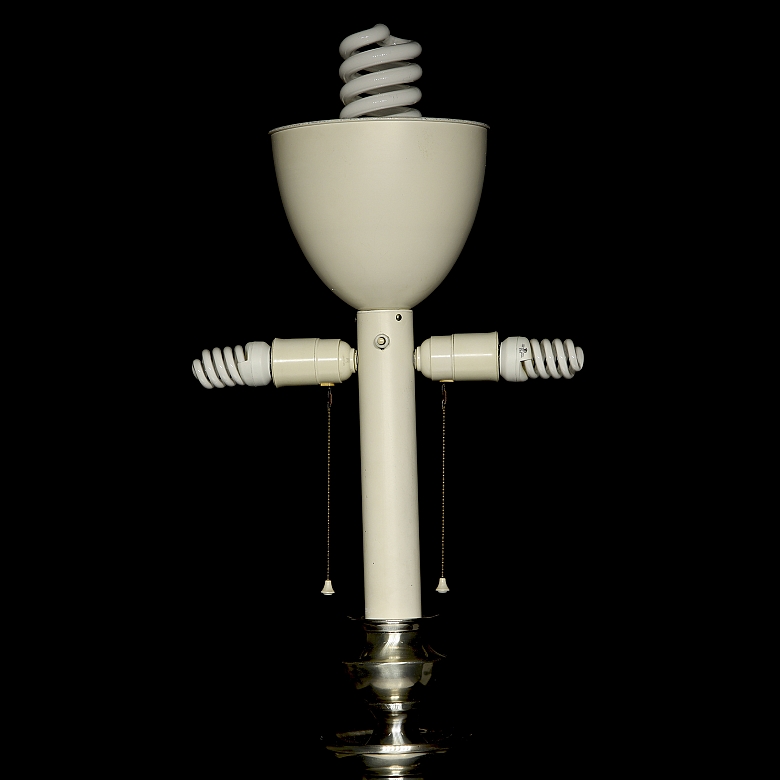 Silver-plated metal floor lamp, 20th century - 4