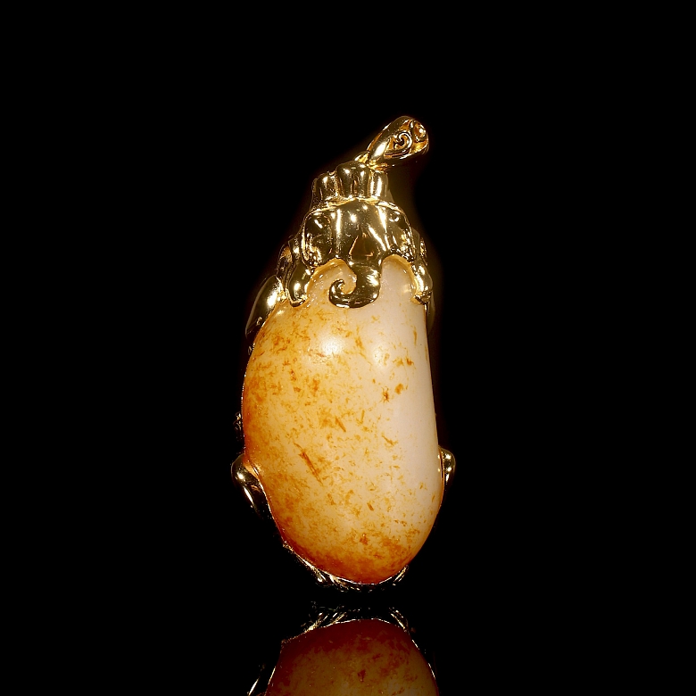 Colgante de plata dorada y jade, dinastía Qing