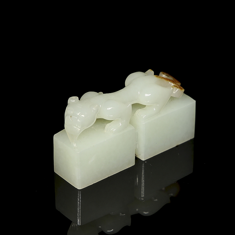 Doble sello de jade blanco