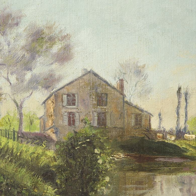 19th century French school ‘House by the River’ 1896 - 2