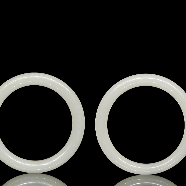 Pareja de esclavas de jade blanco, s.XX