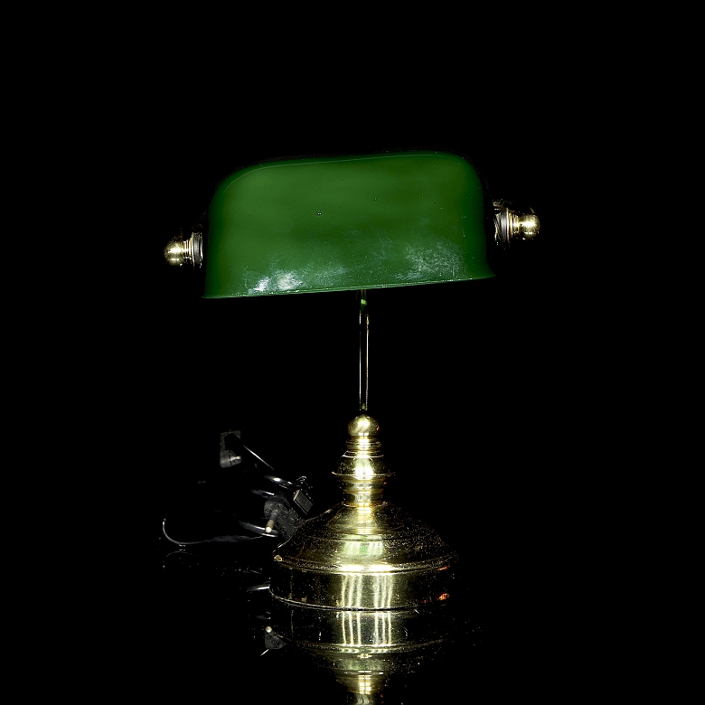 Lámpara de sobremesa estilo Emeralite, s.XX