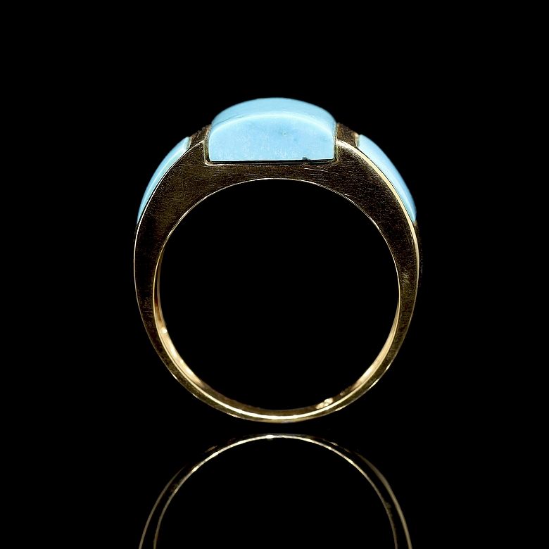 Anillo oro amarillo 18k y turquesa