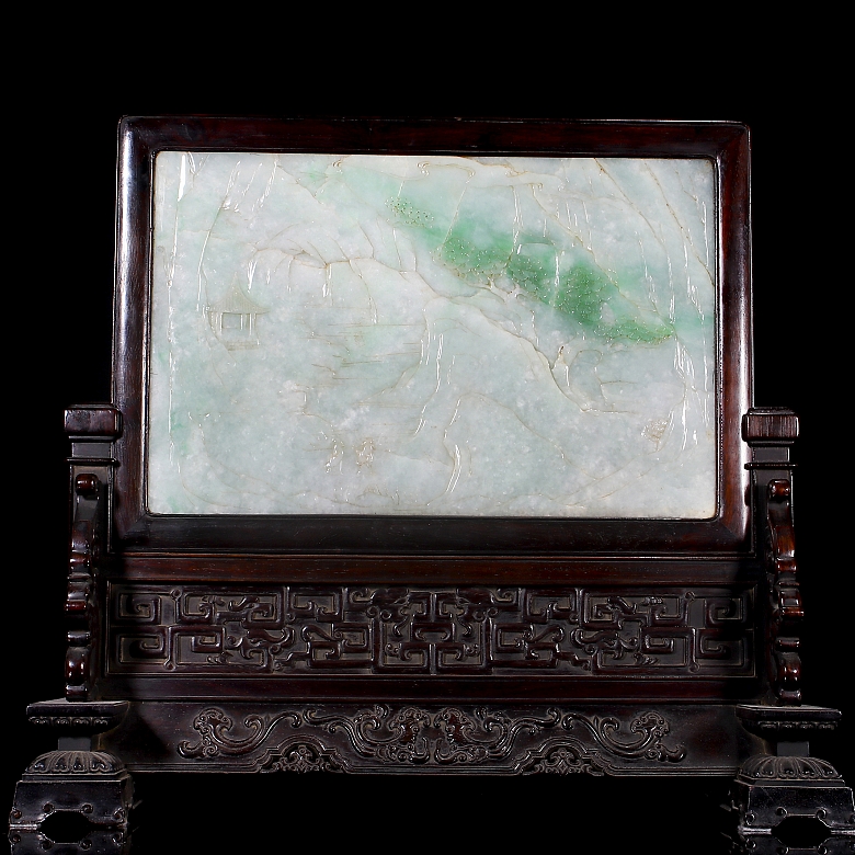 Panel de madera y jadeíta 