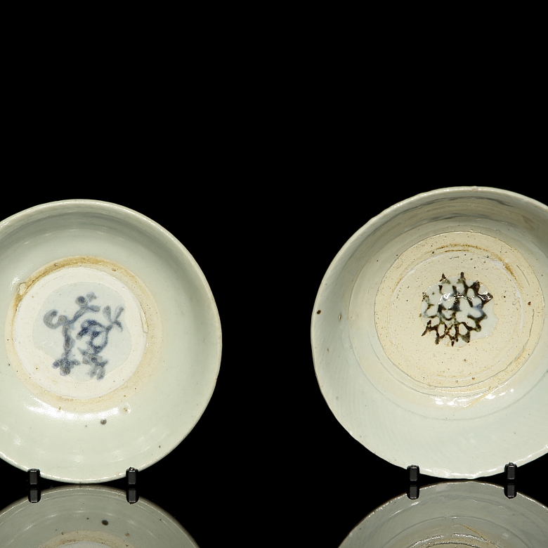 Cinco cuencos de cerámica esmaltada, dinastía Ming - 6