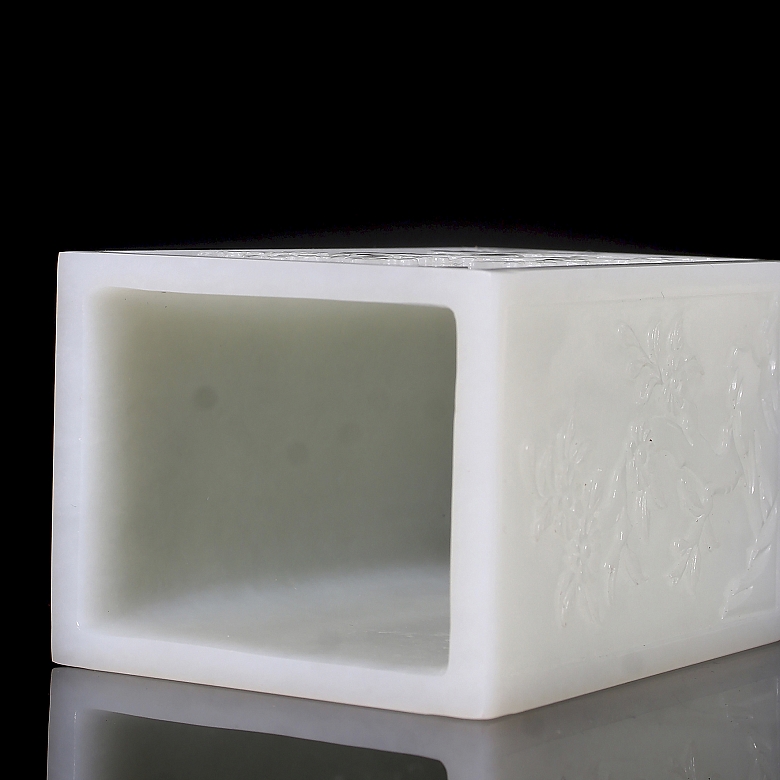 Recipiente para pinceles de jade blanco de Hetian