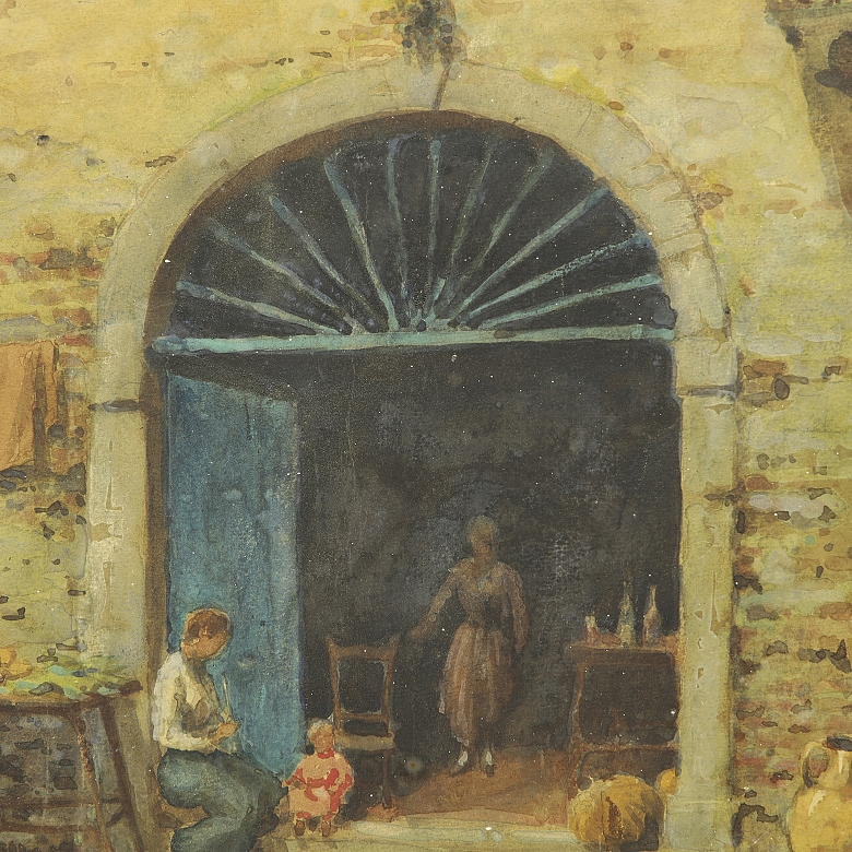 Italian School 19th - 20th century 'On the doorstep' - 2
