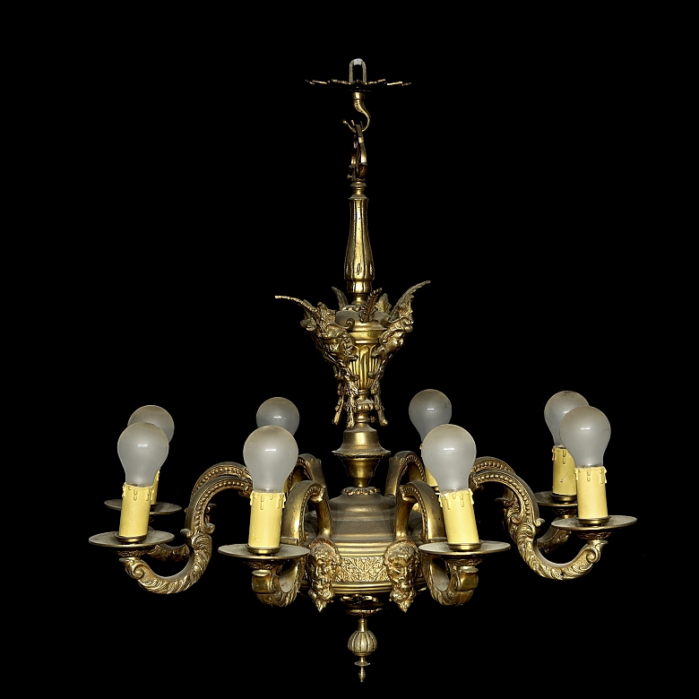 Eight-armed bronze lamp, 20th century