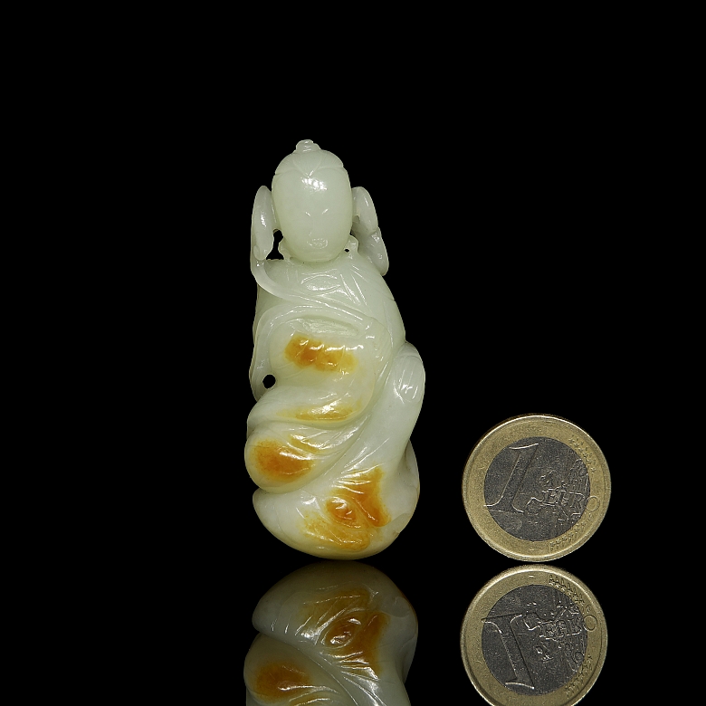 Carved jade figure, ‘Figure with Branch,’ Qing dynasty