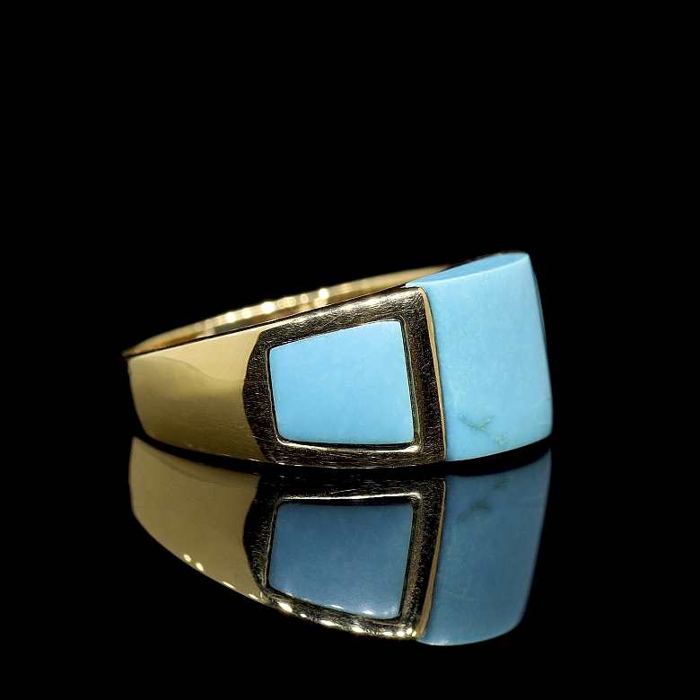 Anillo oro amarillo 18k y turquesa