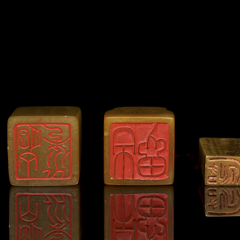 Tres sellos de piedra Shousan, s.XX - 4