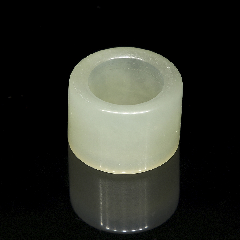 Carved jade archer's ring, 20th century