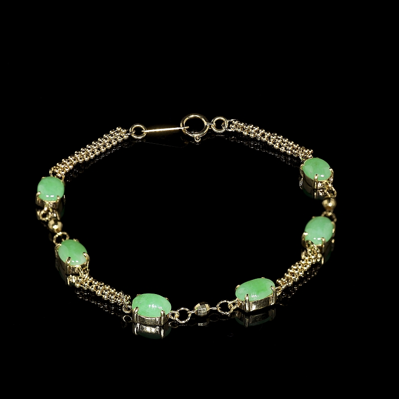 Pulsera de oro amarillo de 18k con jadeítas