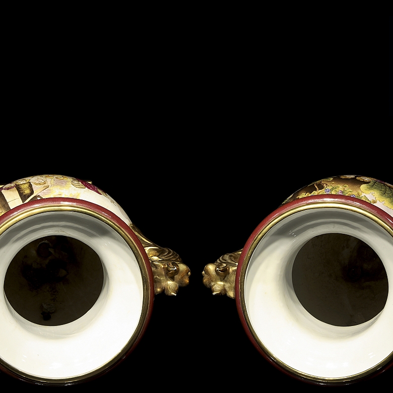 Pair of Austrian porcelain vases, Royal Vienna, 19th century - 5