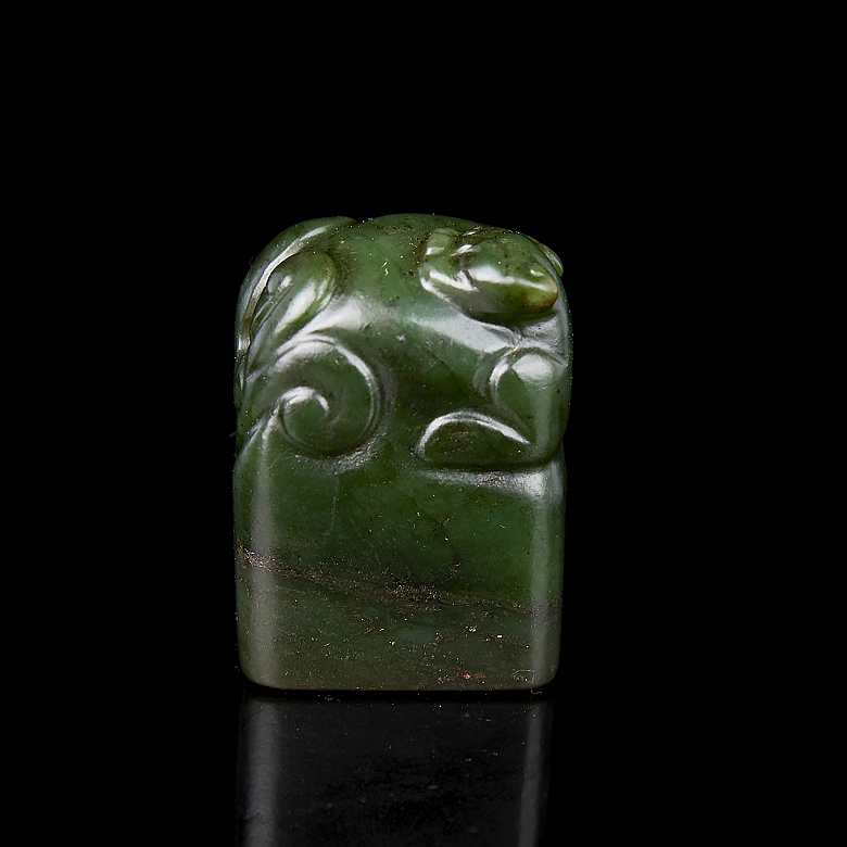 Spinach green jade ‘Dragon’ seal, Qing dynasty