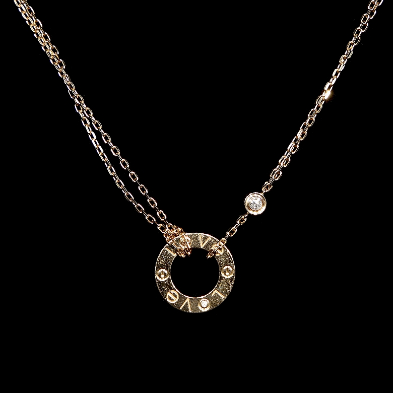 Gargantilla Cartier Love en oro rosa con diamante