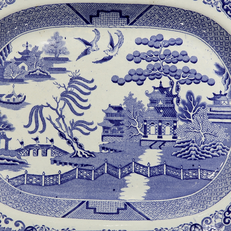 英国陶瓷托盘，“皇家石瓷”，19世纪