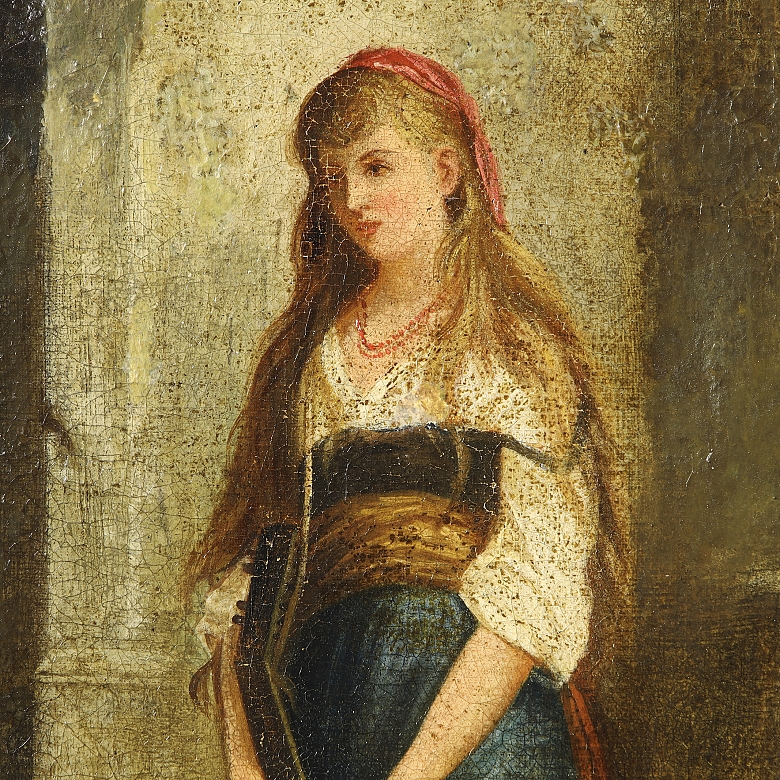 J. Harwey (19th century) ‘Young Man with Mandolin’ - 3