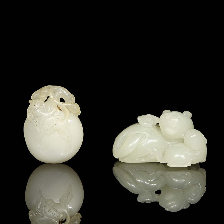 Dos figuras de jade blanco 