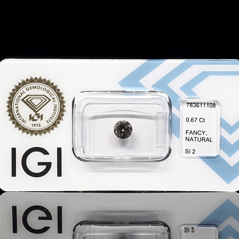 Diamante natural en talla brillante, 0.67 ct, certificado IGI
