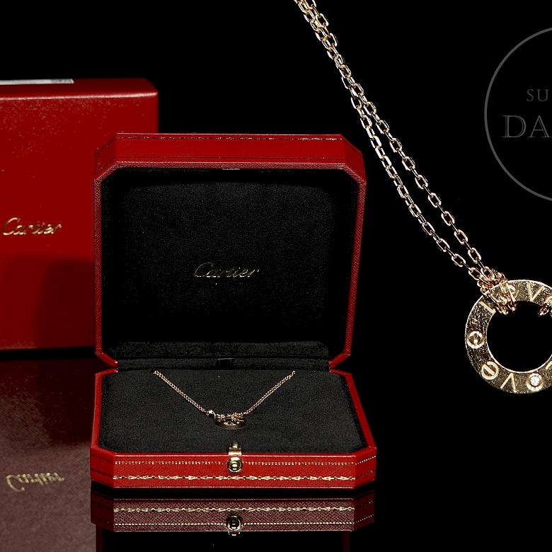 Gargantilla Cartier Love en oro rosa con diamante
