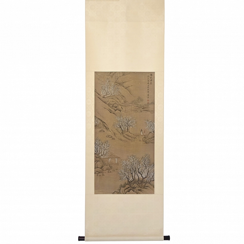 Chinese painting ‘Landscape with Plum Blossoms’, signed Yun Shouping