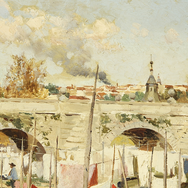Jose Lupiañez y Carrasco (1864-1933) ‘Washerwomen on the Bridge of Segovia’