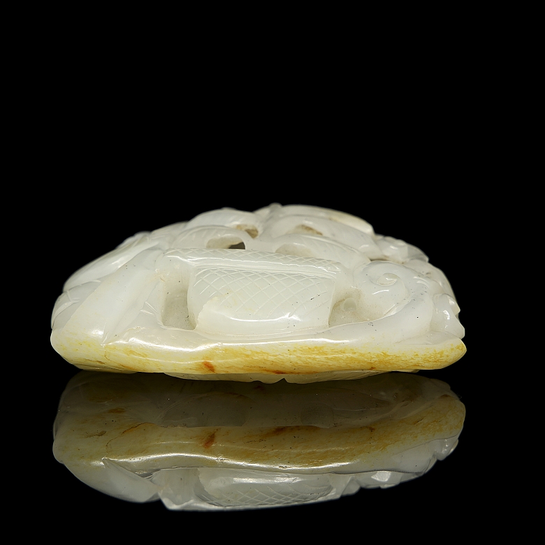 White jade carving, ‘Figure with Flower Pot,’ Qing dynasty - 4