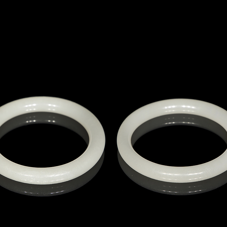 Pareja de esclavas de jade blanco, s.XX