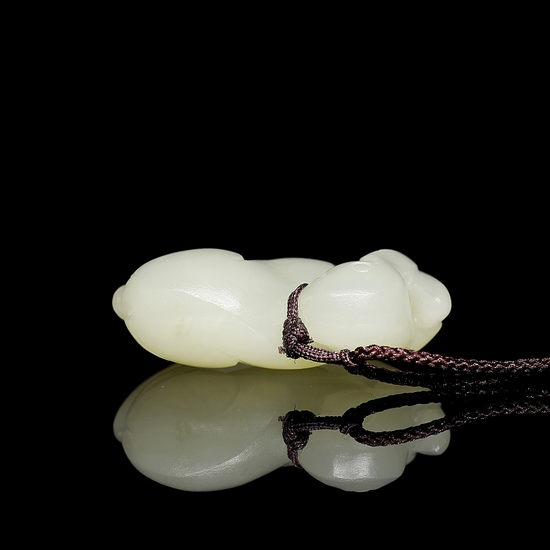 White jade pendant, “Moon and Rabbit,” 20th century