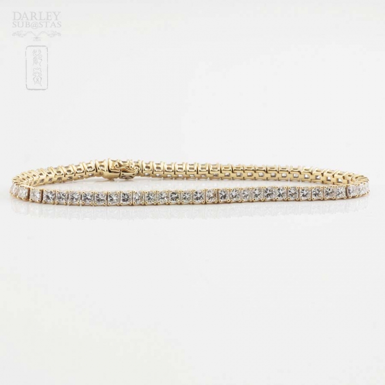 Pulsera riviére en oro amarillo de 18k y diamantes. - 5