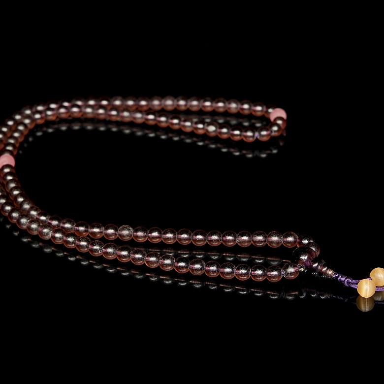 Collar de ciento ocho cuentas de Liulí y ojo de tigre, dinastía Qing