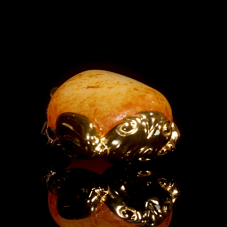 Colgante de plata dorada y jade, dinastía Qing