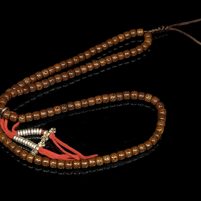 Collar Mala de ciento ocho semillas, Tibet, dinastía Qing