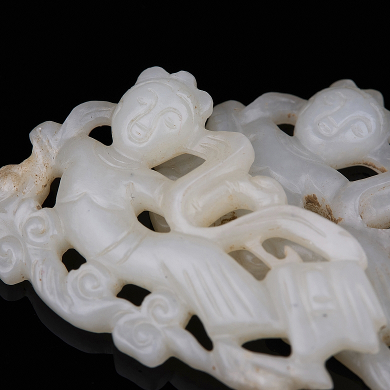 Pareja de placas de jade blanco