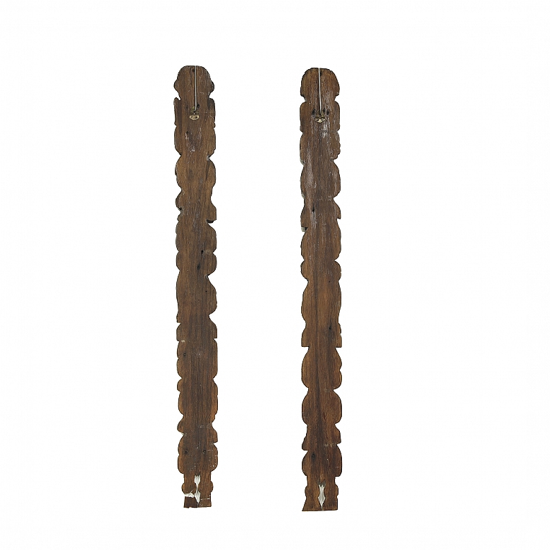 Pareja de tallas de madera balinesas, s.XX