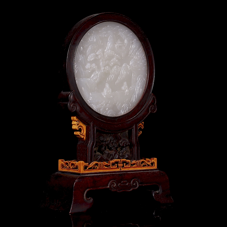 Panel con placa de jade tallado