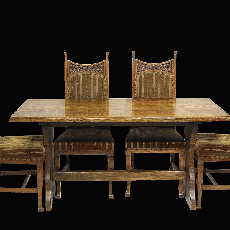 Shapland & Petter-style dining set, 20th century