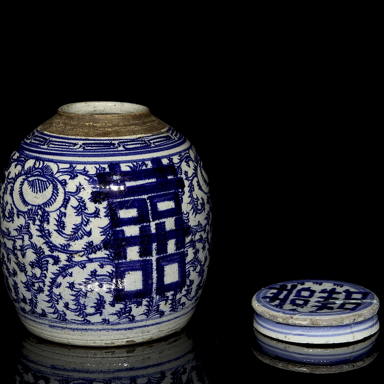 Tarro de jengibre de porcelana esmaltada, dinastía Qing