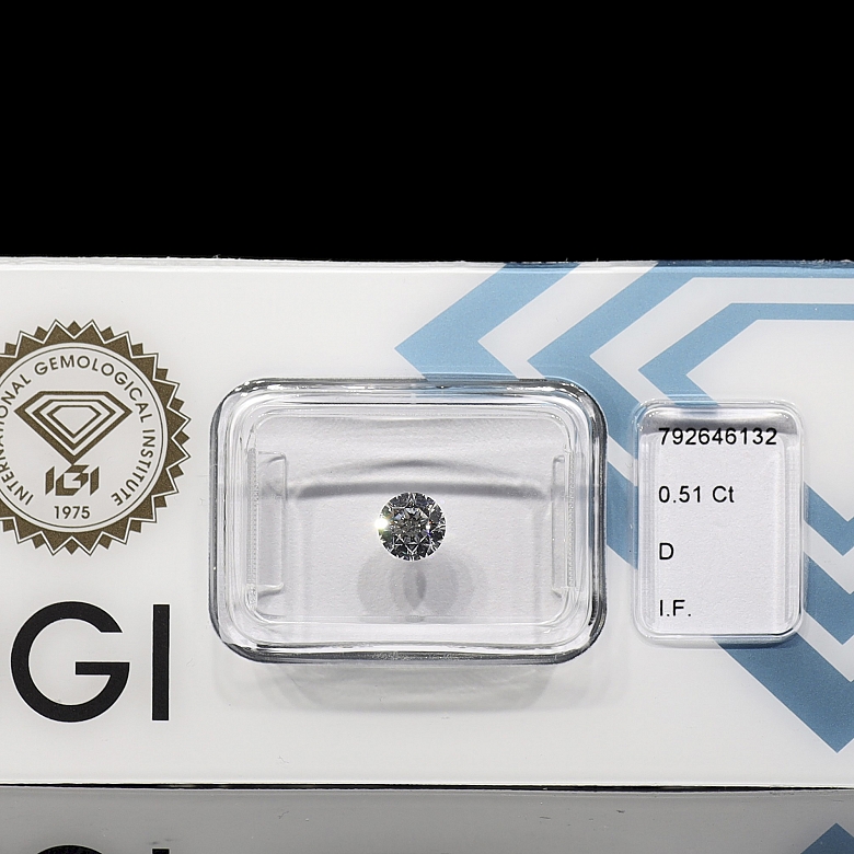 Diamante natural talla brillante, 0.51 ct, certificado IGI