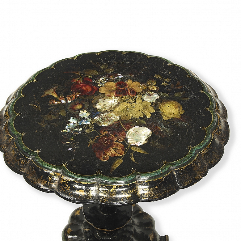 Mesa victoriana con incrustaciones de nácar, s.XX - 4