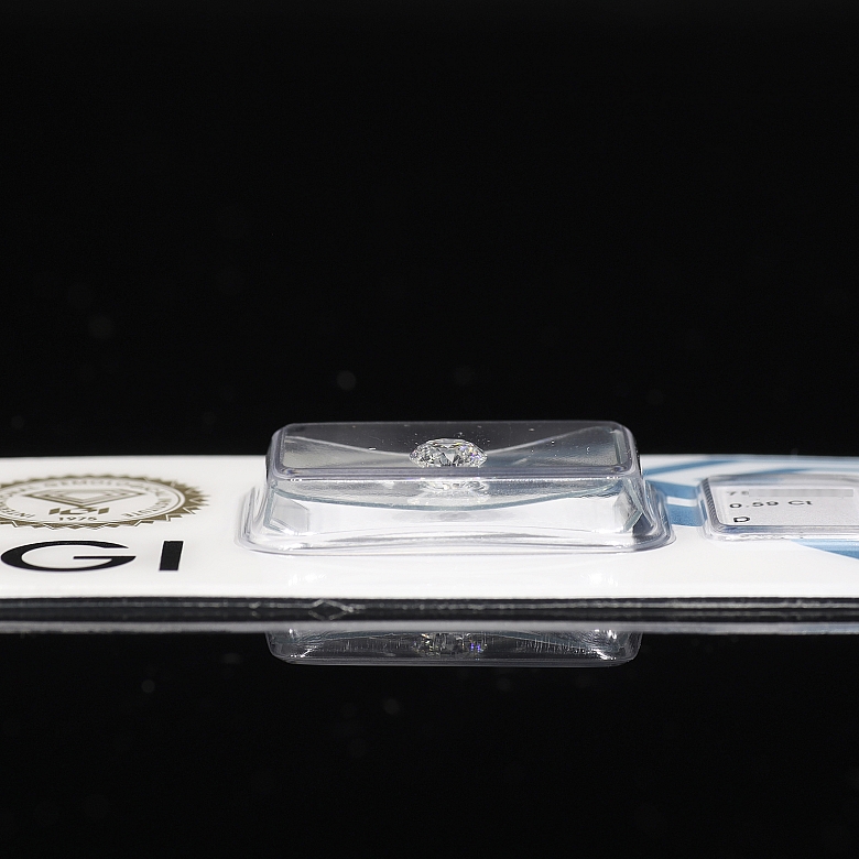 Diamante natural talla brillante, 0.59 ct, certificado IGI