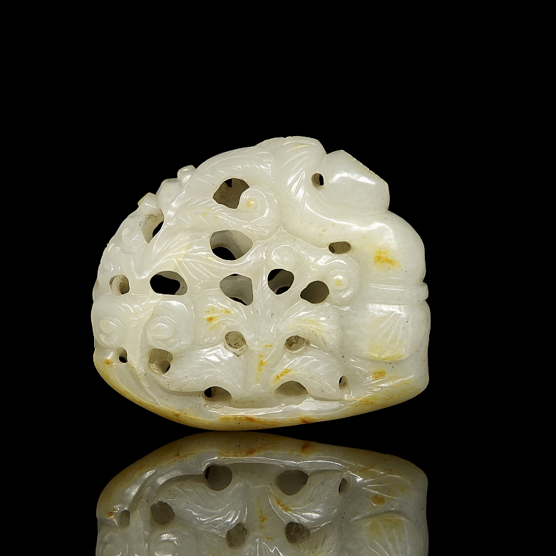 White jade carving, ‘Figure with Flower Pot,’ Qing dynasty