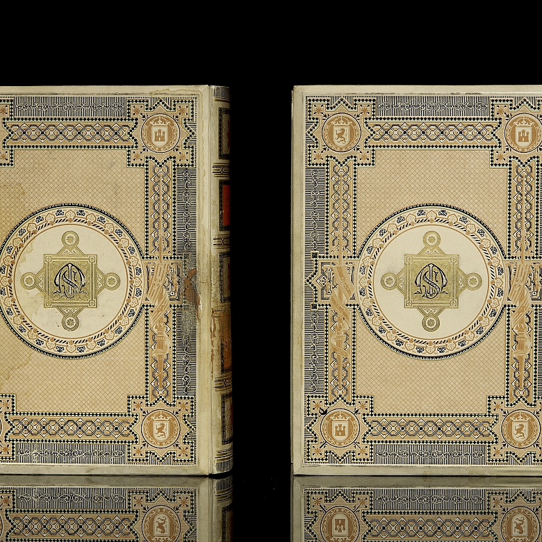 Two volumes of ‘The Ingenious Gentleman Don Quixote of La Mancha’, circa 1880