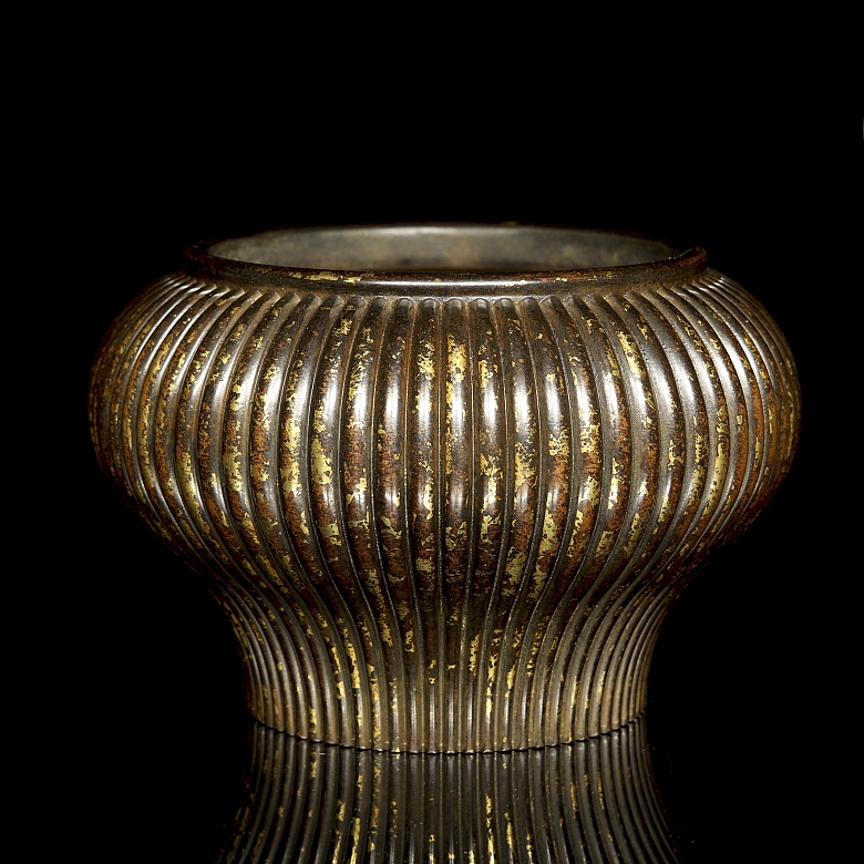 Incensario de bronce dorado, dinastía Ming