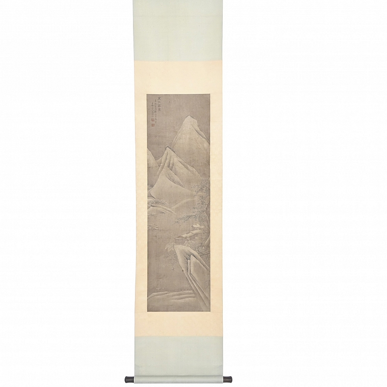Chinese painting ‘Snowy Mountains’, signed Wen Boren