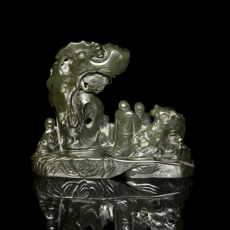 Figura de jade verde espinaca 
