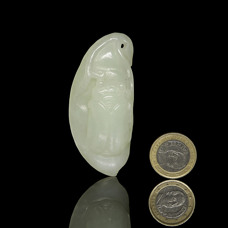White jade pendant, ‘Insect on Fruit,’ Qing dynasty
