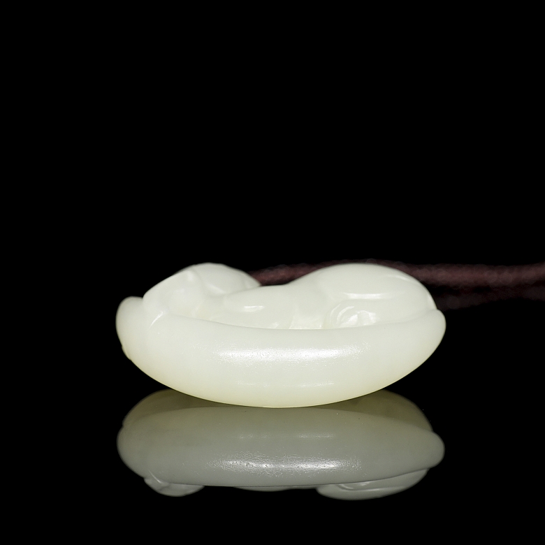 White jade pendant, “Moon and Rabbit,” 20th century